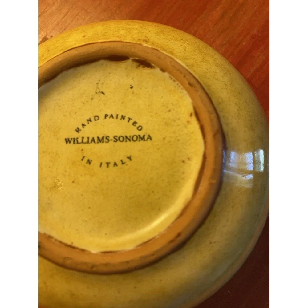 Williams-Sonoma Ceramic Bowl Hand Painted Italian Rooster Pattern Glossy 4.5”